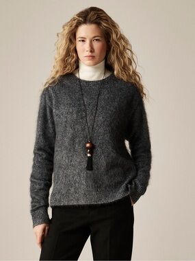 J. Crew Brushed cashmere marled relaxed crewneck sweater in Grey Size XXS NWT